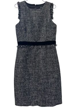 NwT J. Crew Sleeveless Tweed Sheath Dress Sparkling Constellation Black/White 4